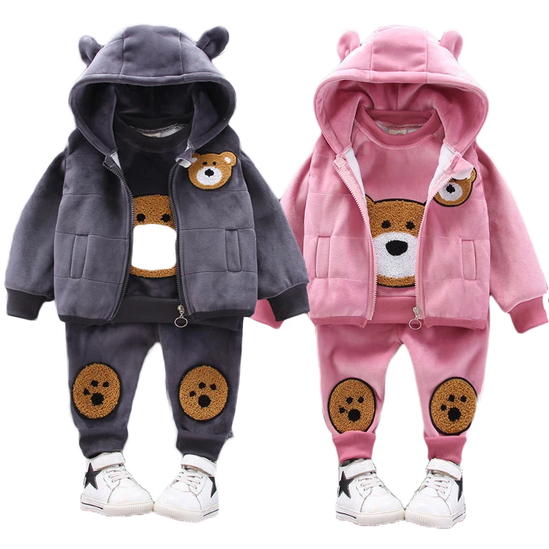 Куртка и штаны детские на флисе с капюшоном зимние теплые 3 шт. | Детская одежда