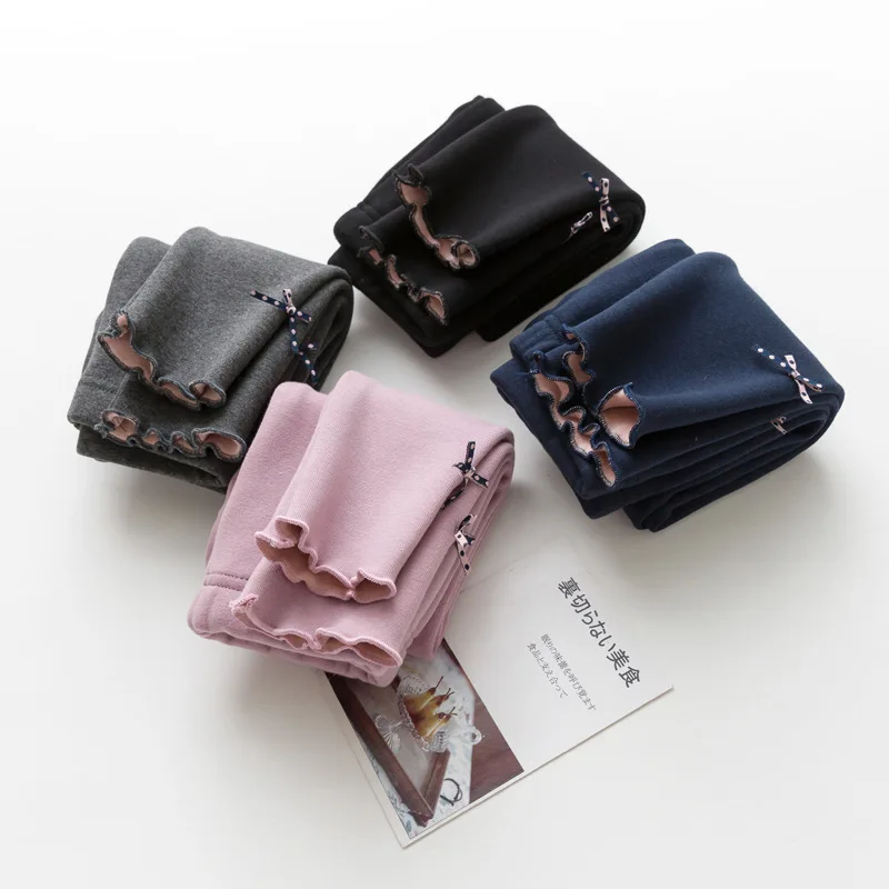 Теплые леггинсы для девочек на осень и зиму детские с эластичной резинкой талии