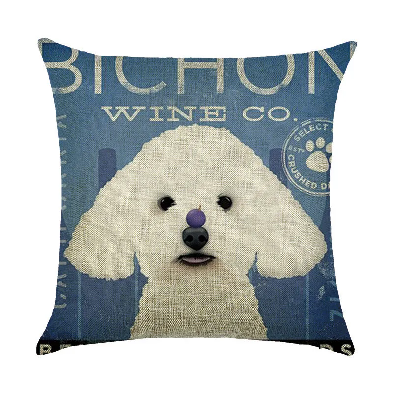 Новые забавные мопса печатных Подушка Чехол Крышка квадратный 45 см * белого цвета