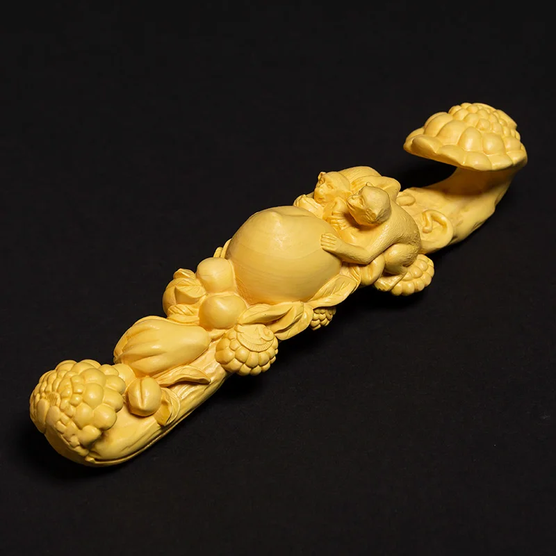 

Wooden Lucky Monkey Ruyi - Handcrafted Wood Carving Home Decor and Mascot Gift