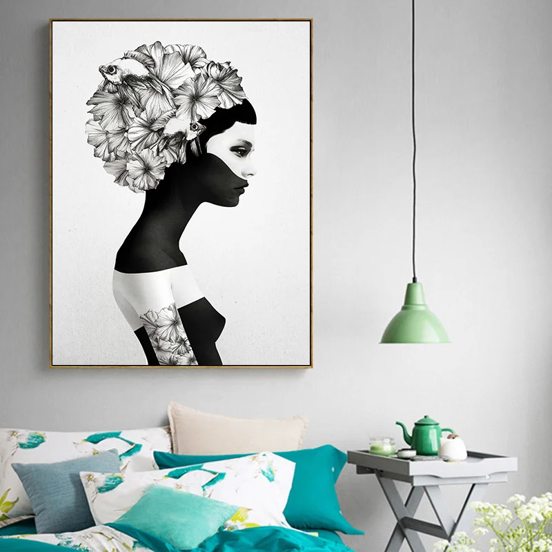 Домашний декор фигурка портрет черно белый женский настенный художественный