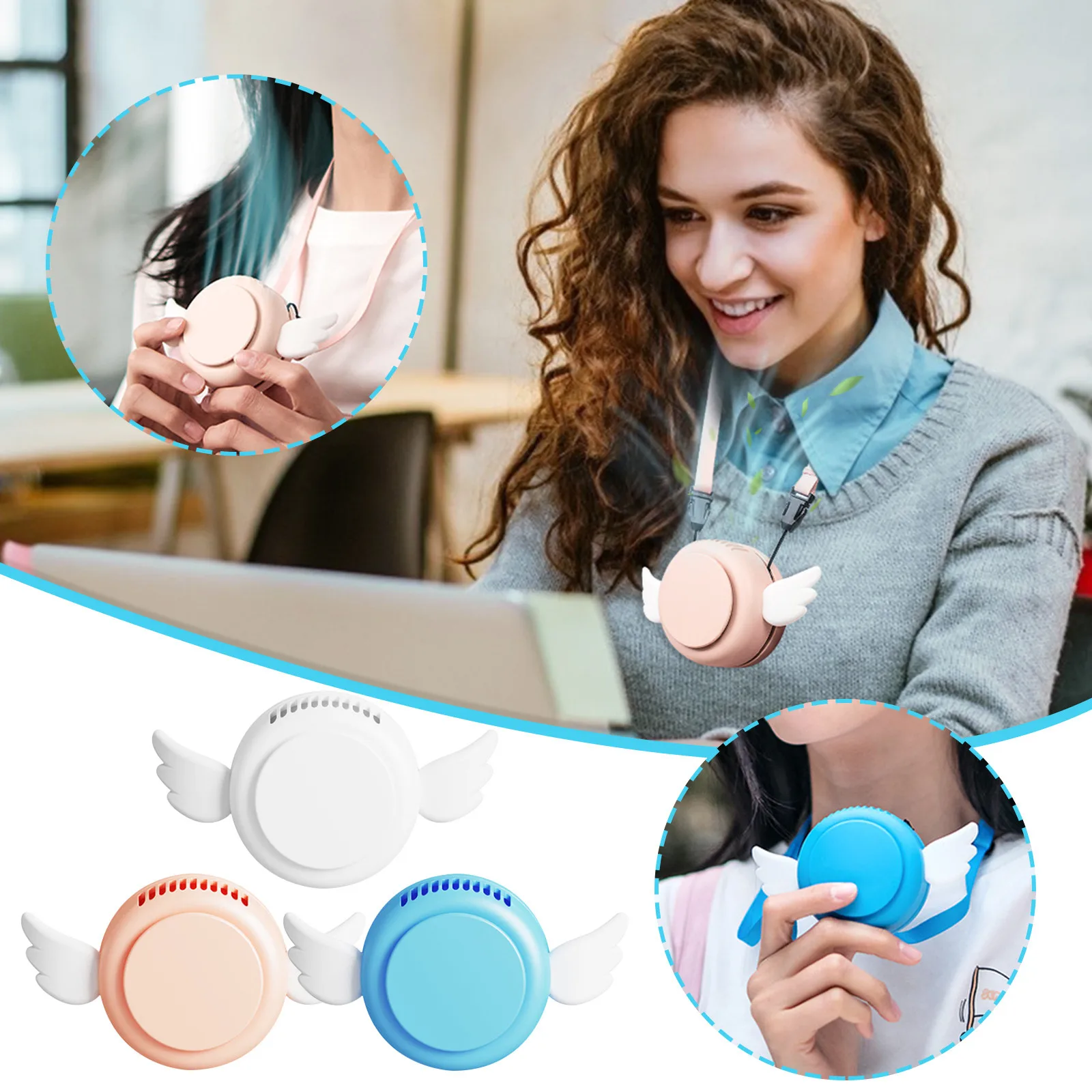 

New lazy hanging neck mini fan portable air cooler desktop office air conditioning fan USB charging коляска для кђкол 40*