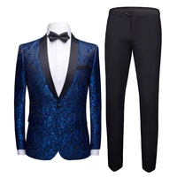 2021 new design men fashion slim fit suit 2 piece mens slim ceremony business casual suit full dress embroider pattern