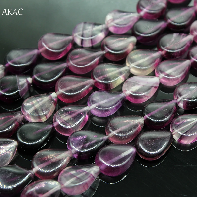 

1strand/set Free shipping natural purple fluorite teardrop stone beads 12*15-16mm 1strand/set wholesale