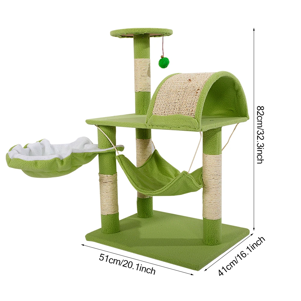 

(US)M46 32" Stable Cute Sisal Cat Climb Holder Cat Tower Solid Cute Sisal Rope Plush Cat Climb Tree Cat Tower Cat Toys Pets Toys