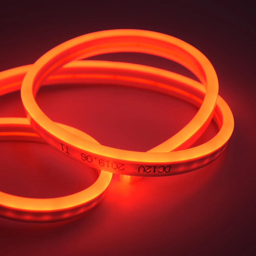 Red 1~ 5 м неоновая СВЕТОДИОДНАЯ лента SMD 2835 мягкая веревочная лента DC 12 В светодиодный гибкий fita светодиодный светильник резиновая трубка Рождественская лента Диодная водонепроницаемая - Испускаемый цвет: Red