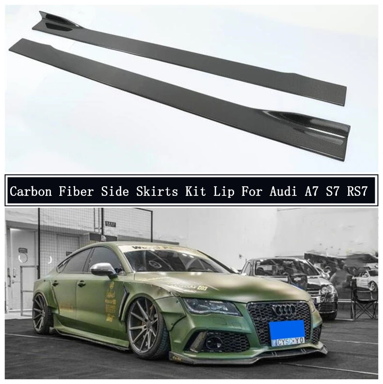 

Carbon Fiber Side Body Skirts Kit Lip Splitters Trim Cover Spoiler For Audi A7 S7 RS7 2011-2021 Car Accessories