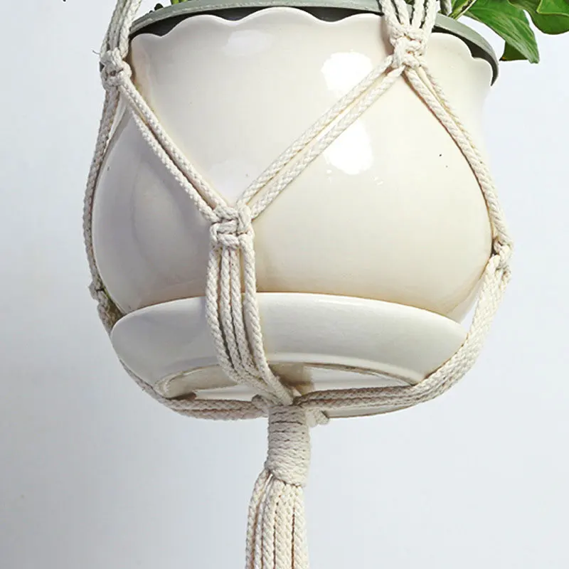Green Plant Hanging Basket Cotton Hemp Rope Hand-Woven Sling Gardening Flowerpot Net Bag Wall Decoration Country yard | Дом и сад