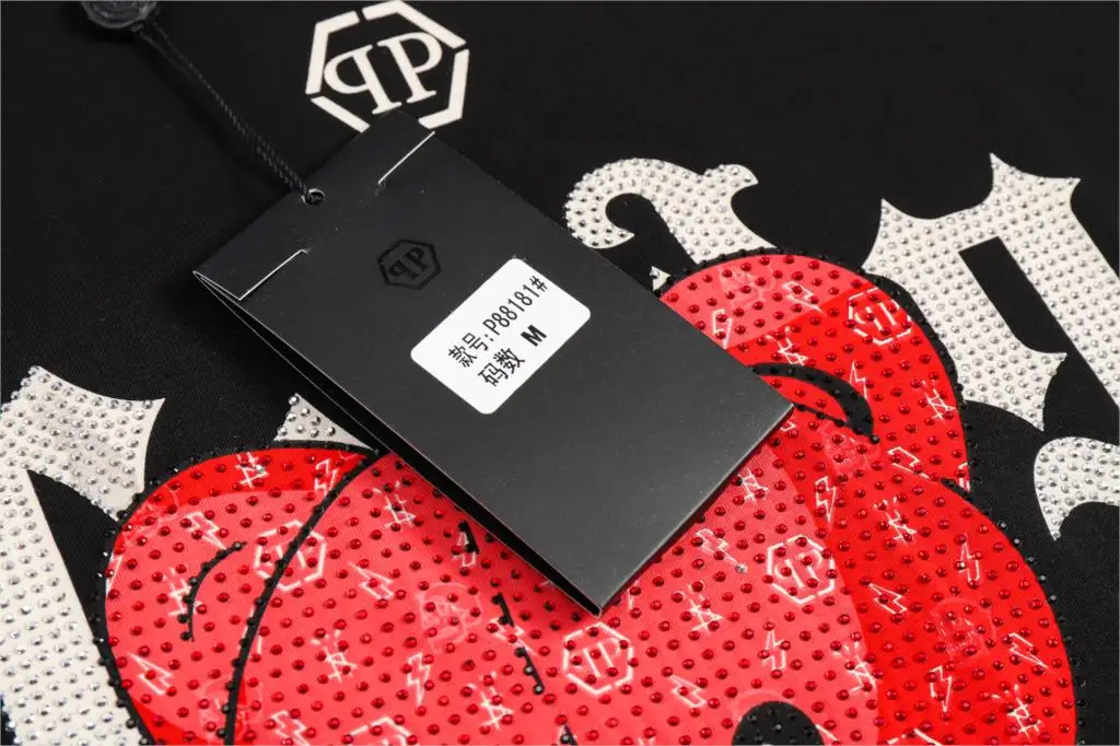 

Philipp Plein- brand fashion T-shirt hot diamond cute bear casual short-sleeved T-shirt European American streetwear Tops Tees