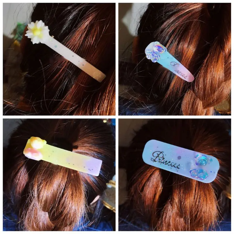 

23PCS DIY Barrettes Silicone Epoxy Resin Molds DIY Hair Pin Acrylic Mold Alligator Hair Clip Molds Jewelry Making Tools T84C