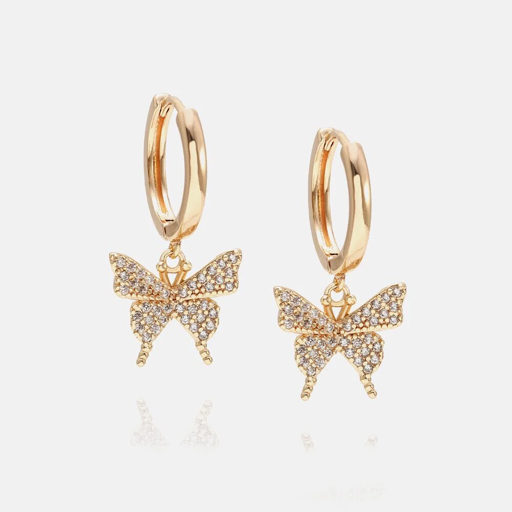 Новое поступление милые серьги капли с бабочкой из белого циркония и