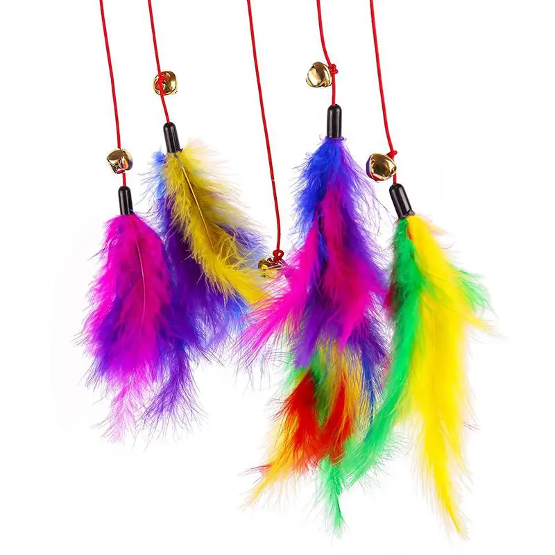 

3PC Pet Cat Interactive Toy Cute Design Bell And Bird Feather Teaser Wand Plastic Toy For Cats