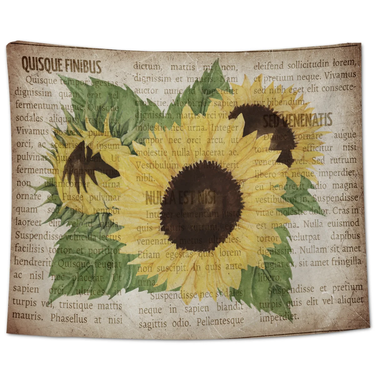 Старая газета Подсолнух гобелены Настенный декор настенное искусство покрывало