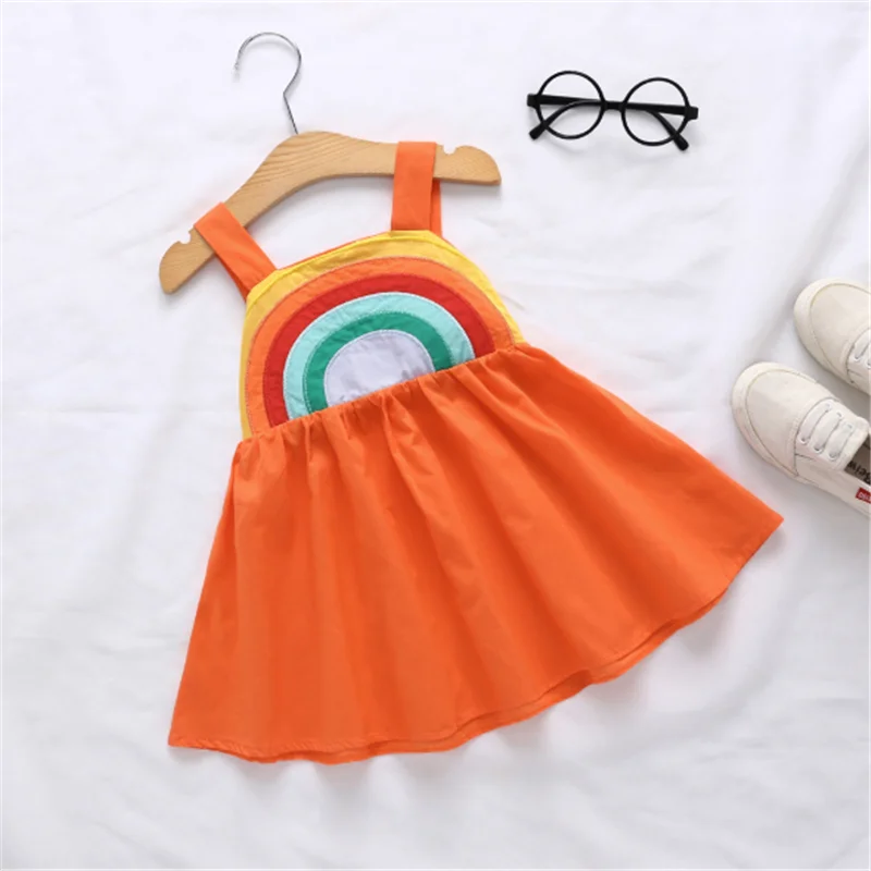 Baby Girls Dresses summer Babys Dress Toddler Summer Princess Kids Party Suspender Rainbow Print | Детская одежда и обувь