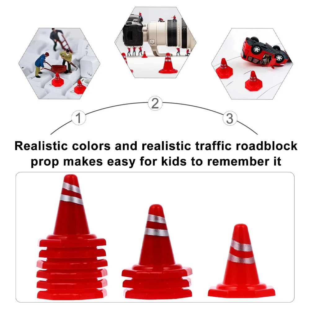 

20Pcs Traffic Roadblocks Simulation Sand Table Road Cone Signs (Random Style)