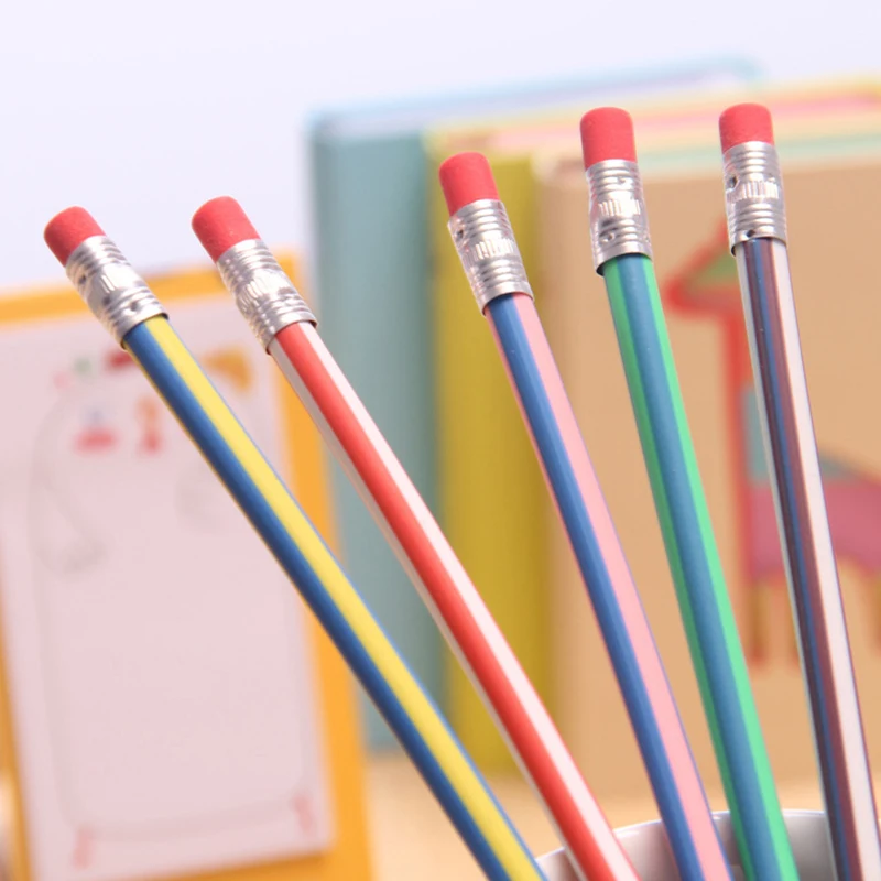 1/5/10pcs Colorful Magic Bendy Flexible Soft Pencil with Eraser Curved Toy Pen Small Gift School Office Supplies | Канцтовары для