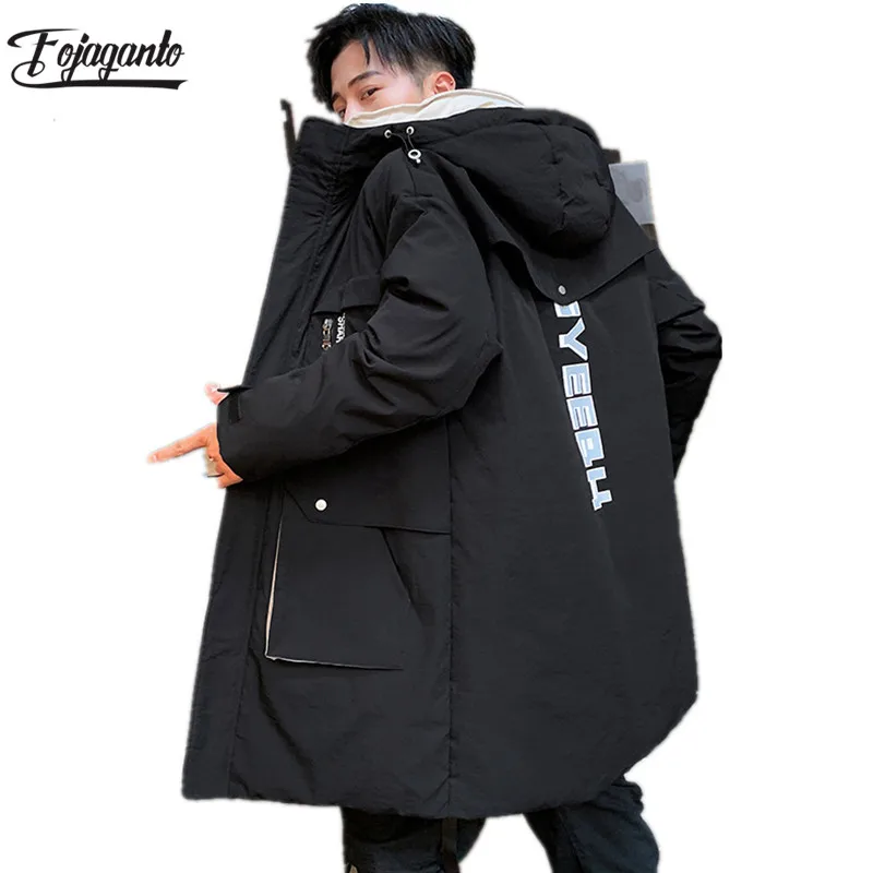 Мужская длинная пуховая куртка FOJAGANTO модная повседневная простая теплая с