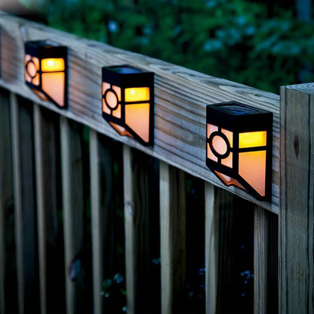 

2021 Solar Powered LED Wall Mount Light Outdoor Garden Path Way Fence Yard Patio Lamp