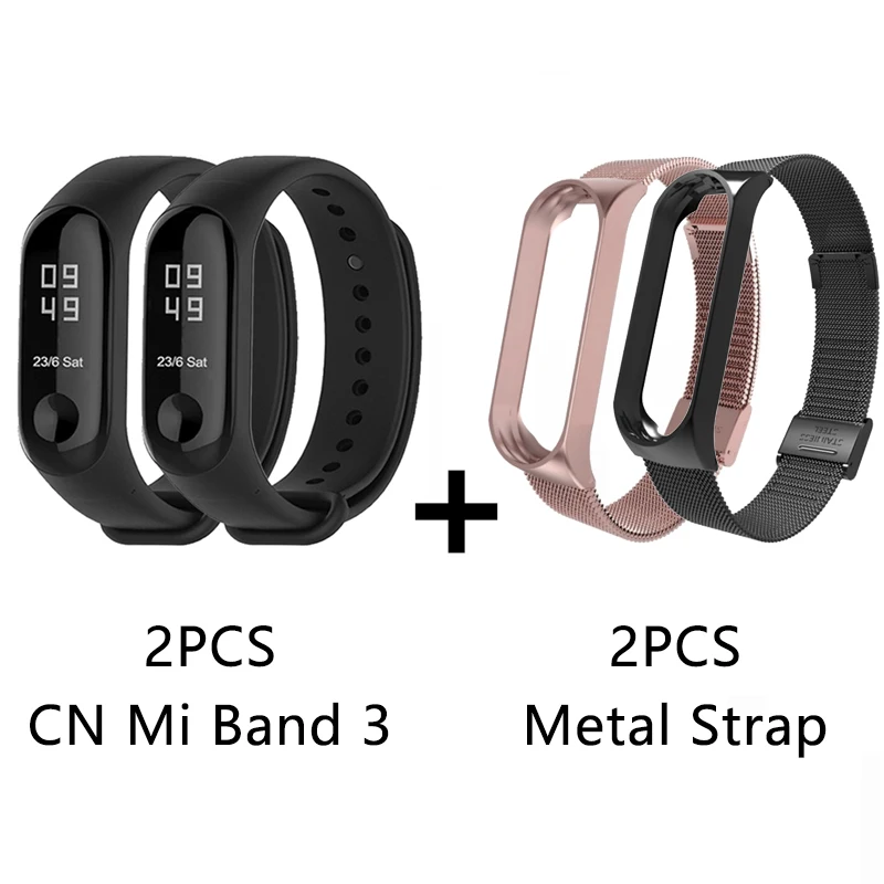 2Pcs CN Band M. Xiaomi mi Band 3 mi band 3 умный Браслет многоязычный 50 м водонепроницаемый браслет пульсометр фитнес распродажа - Цвет: 2Pcs CN Band M.