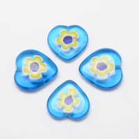 5pcs 2223mm heart handmade half drilled glass lampwork beads for jewelry making accessories diy bracelet crafts supplies