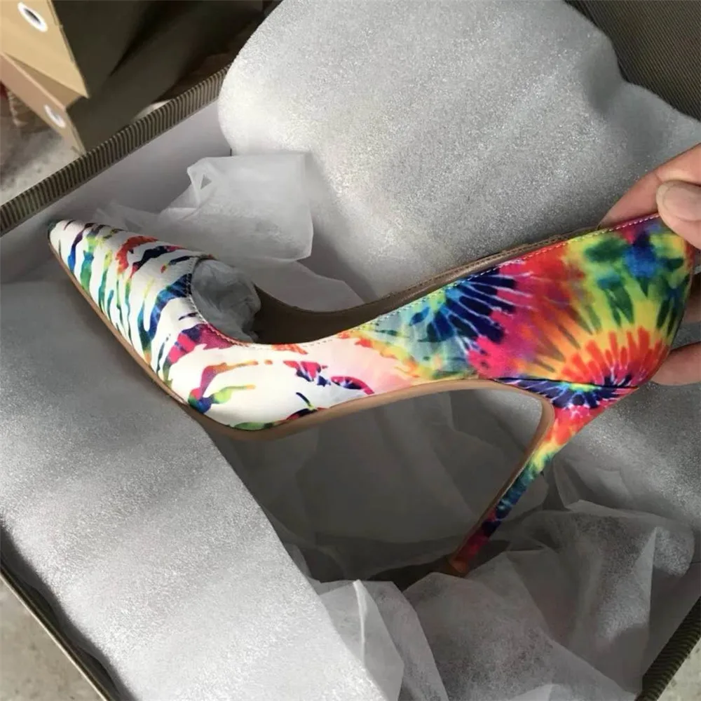 Туфли-лодочки женские с острым носком на высоком каблуке 12 см без застежки разные