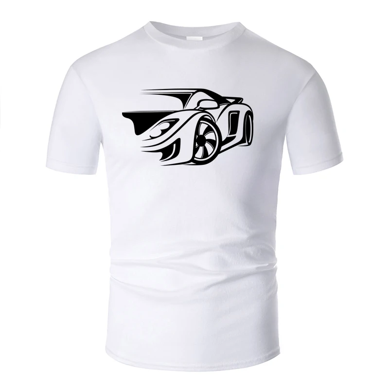 

Cool Sports Car Line Art O Neck Cotton T Shirt Men and Woman Unisex Short Sleeve Designed Casual