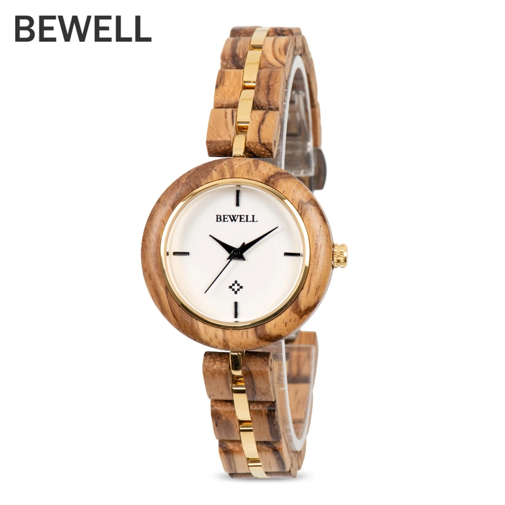 BEWELL zs w164a женские часы с кварцевым механизмом из нержавеющей стали и деревянным