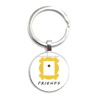 2020 newest friend keychain 25th anniversary series cartoon fun pattern glass dome pendant keychain for good friends