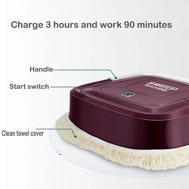 

2set Automatic Smart Robot Vacuum Cleaner Floor Electric Mop Machine Sweeper for Home Purple & Black