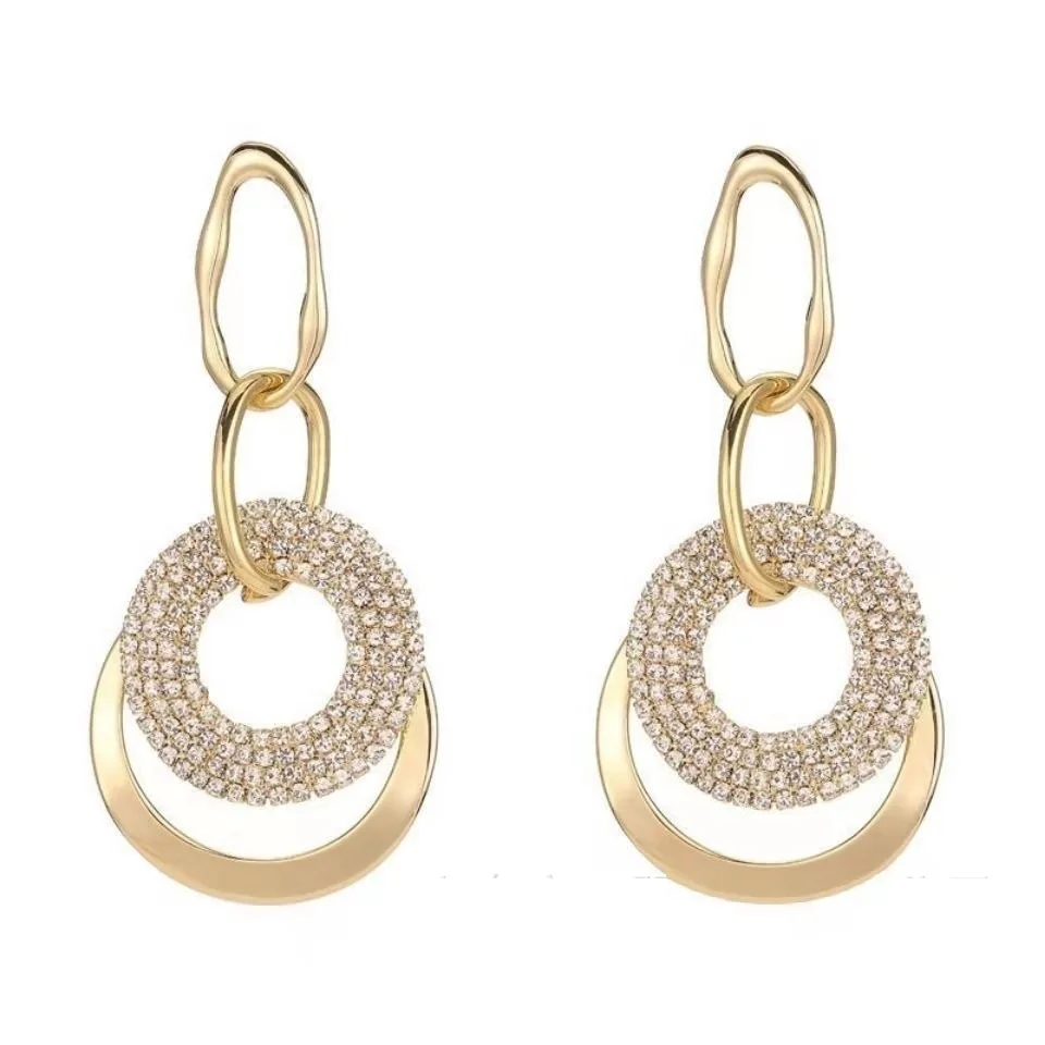 

Needle Ring Full crystal Earring Pendant with Women's Mesh Red individual Full Matching Earring Pendant
