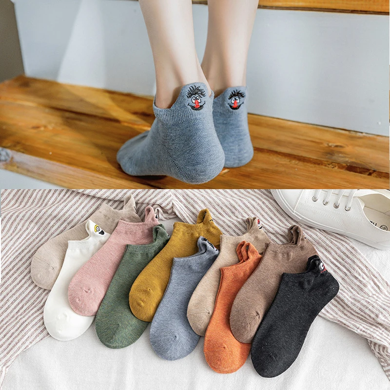 Милые вышитые дизайнерские носки с вышивкой короткие модные забавные женские до