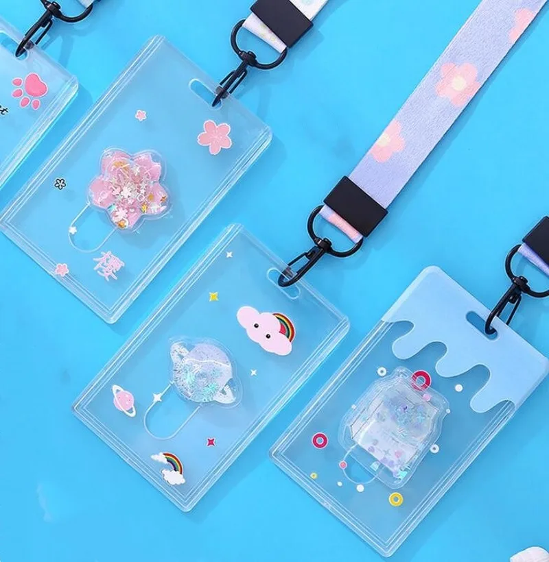 

Women PVC Card Holders Business Card Case Cartoon ID Card Holder Cards Pass Cover Lanyard Badge Holder