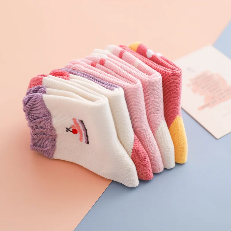 5 шт. Детские хлопковые носки средней длины в Корейском стиле для мальчиков и