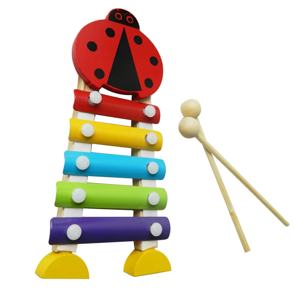 Детский Радужный деревянный 5 Note мультяшный стоячий ксилофон glockenждение ручной