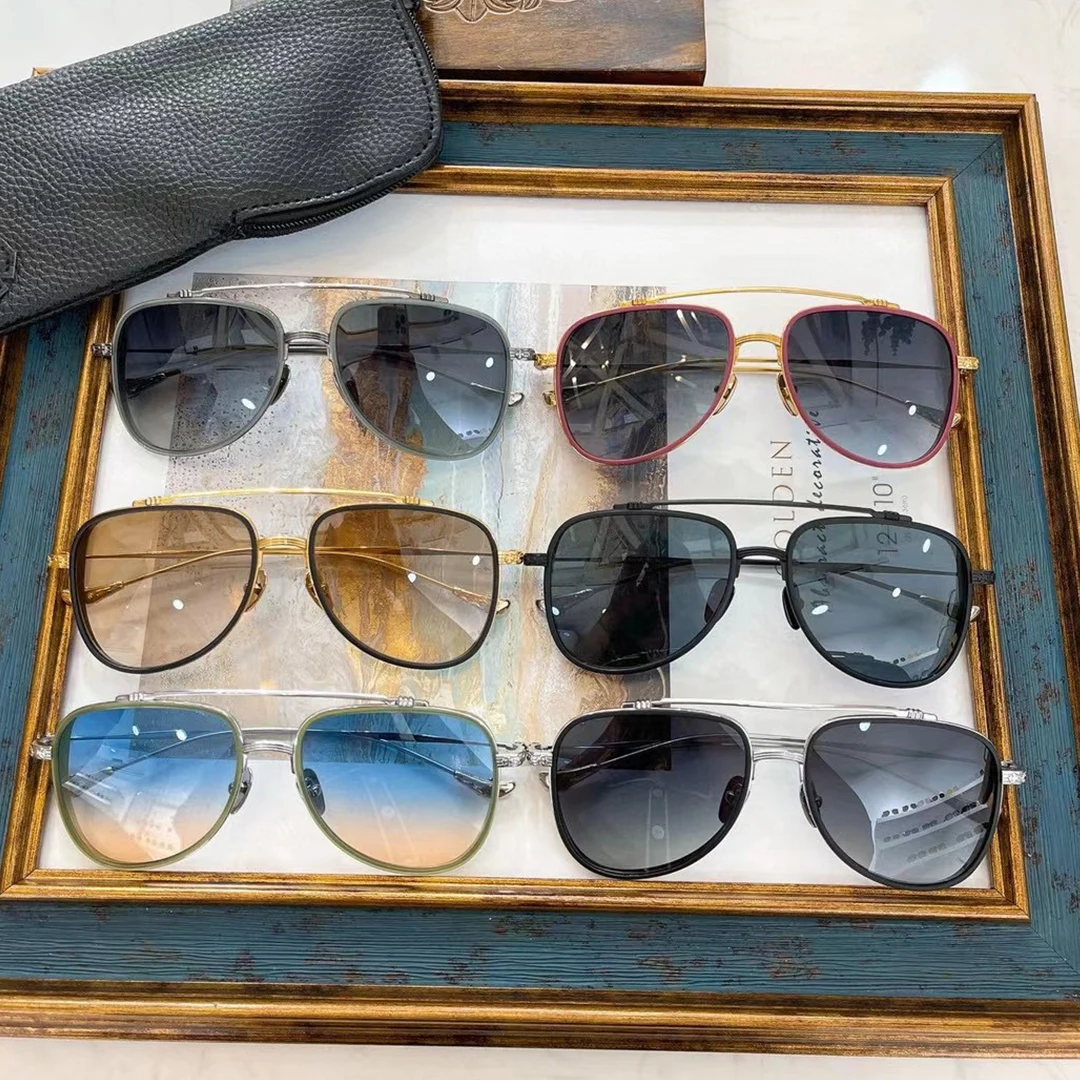 

Luxury Men Vintage Polarized Pilot Sunglasses Classic Chrome Brand CH8009 Colorful Lens Driving Eyewear For Women