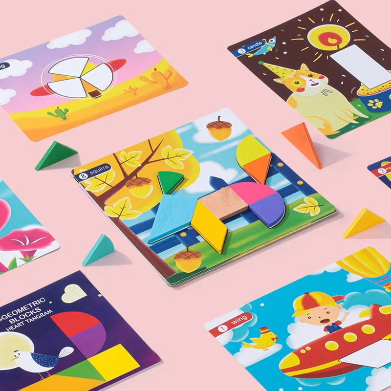 

Creative Jigsaw Puzzle Tangram Puzzle Montessori Wooden Tangram Children'S Educational Toy