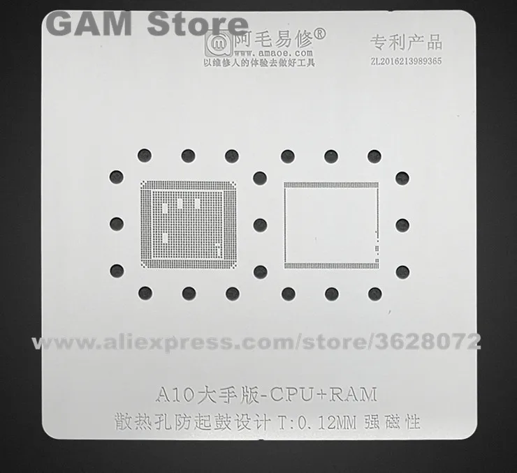 

A10 CPU RAM BGA Stencil For iPhone 7 7Plus Bottom Upper Layer IC Reball Solder Ball Tin Plant Net Steel Mesh Amaoe For Big Hand