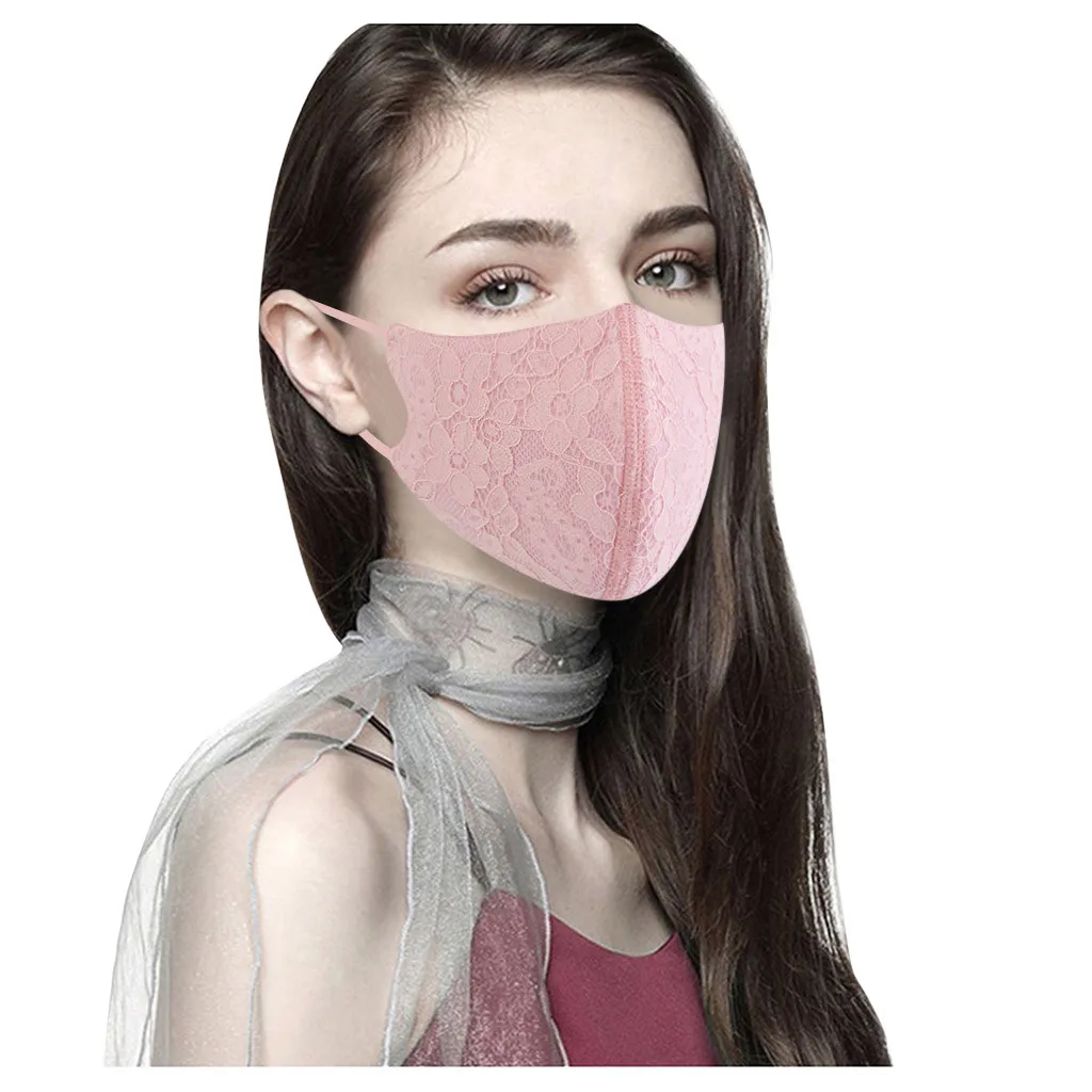 Рождественская многоразовая моющаяся кружевная дышащая хлопковая маска для