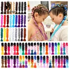 Волосы для африканских косичек, 24 дюйма, синтетические канекалоновые волосы для наращивания, Детские плетеные волосы, розовые, синие, серые, плетеные крючком волосы