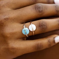 new holiday beach geometric green white imitation australian gem ring