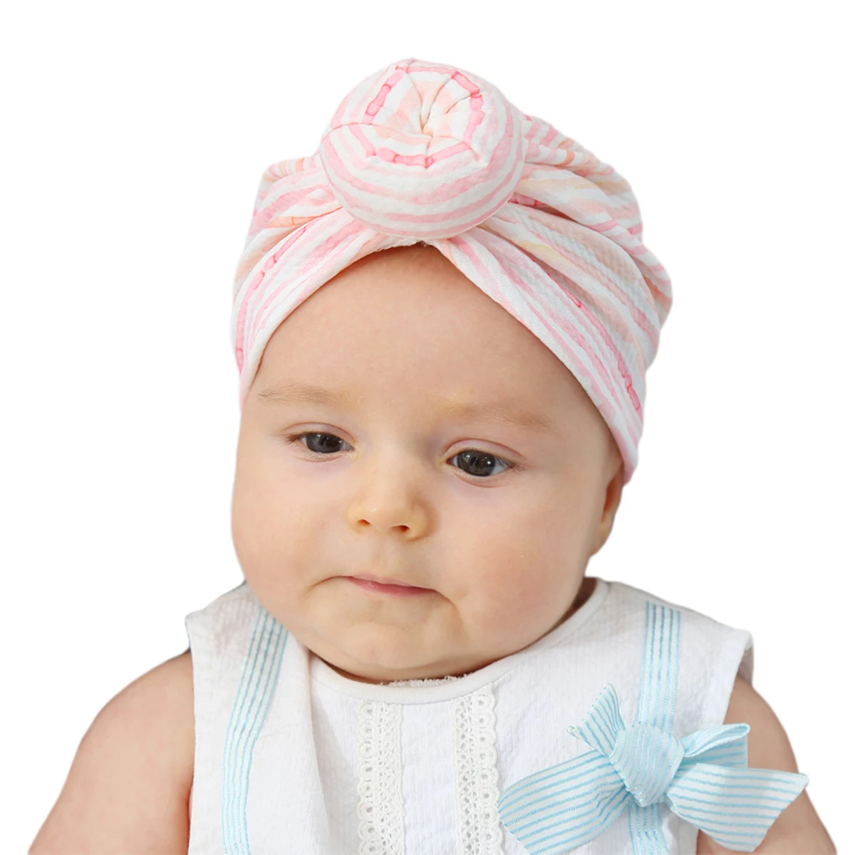 Мягкая плиссированная хлопковая шляпа с цветочным принтом для новорожденных