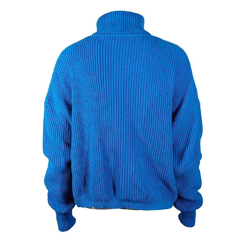 

2021 Blue Fashion Sweet Turtleneck Long Sleeve Female Knitted Cloth Sweater for Women 278
