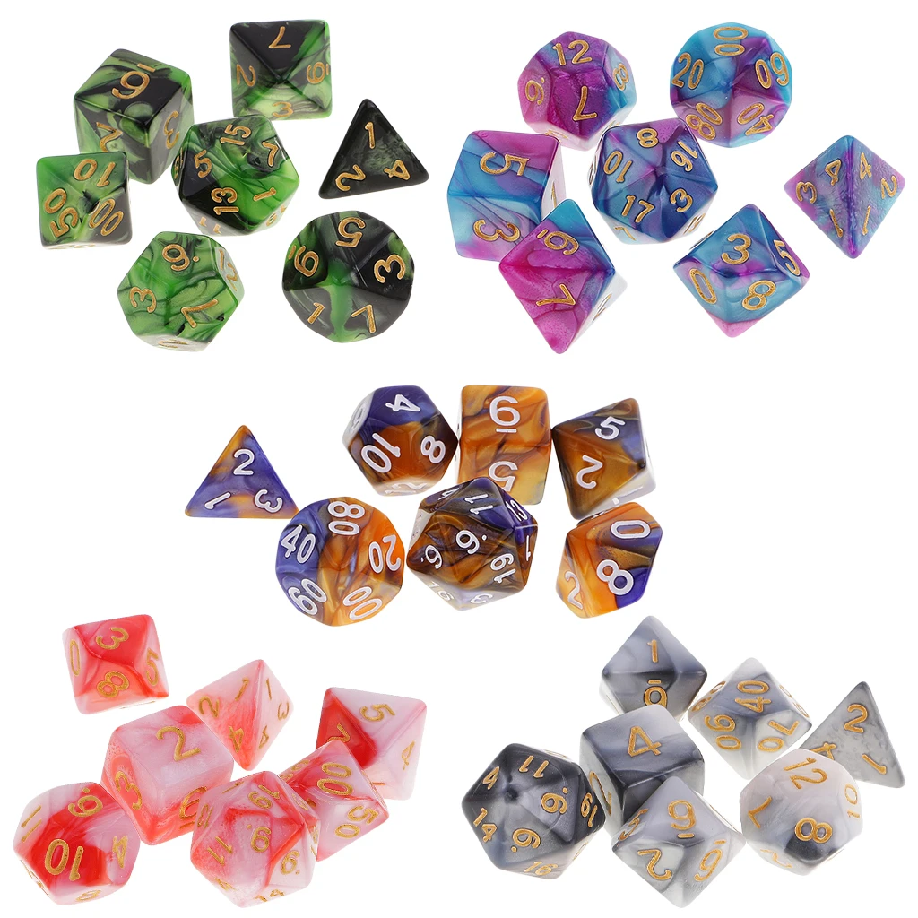 Набор/35 шт 1 6 см/0 62 ''многогранные кости D12 D10 D8 D6 D4 для Dungeons &amp Dragons DND MTG RPG