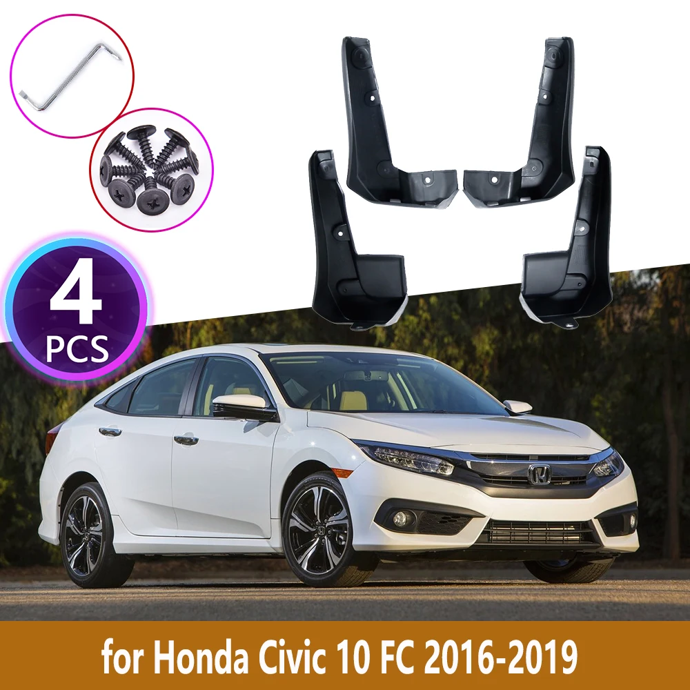 4 шт. задние брызговики для Honda Civic 10 2016 2017 2018 2019 облицовки защитные Брызговики