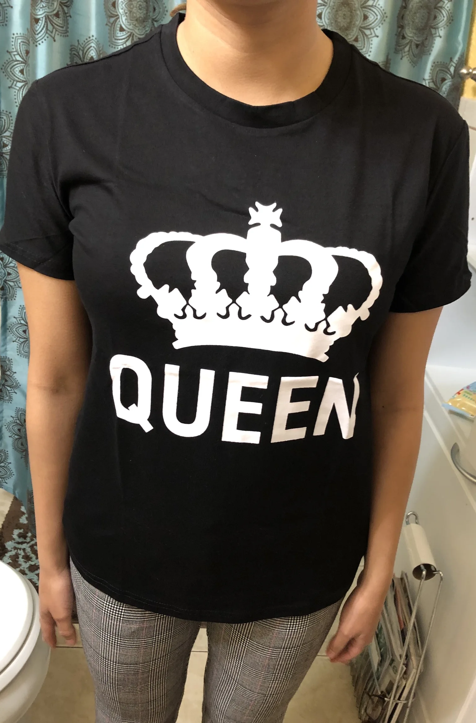 Новинка 2021 черные футболки с надписью смешной Королевский QUEEN OMSJ летние