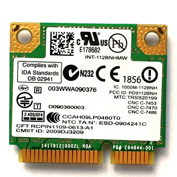 Сетевой адаптер Wlan для ноутбука 300 м Intel Wireless N 1000 112BNHMW Мбит/с Wi Fi половинная мини