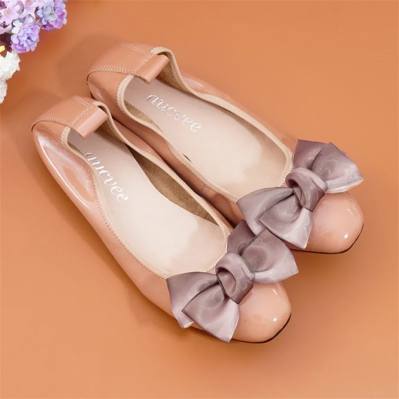 

AUCVEE Special Offer Genuine Leather Women Ballet Flat Shoes With Women's Slip-On Soft Bow Decoration Boat Shoes Women Flats Hot