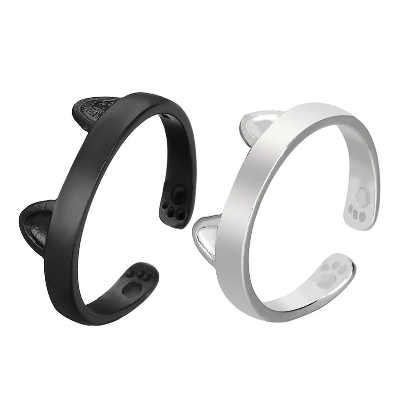 Женские кольца с кошачьими ушками регулируемое кольцо из сплава принтом