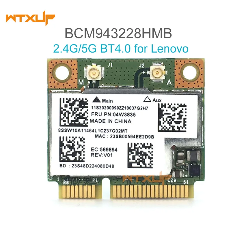 Беспроводная мини-карта BCM943228HMB WIFI BT 4 0 300 Мбит/с 2 + 5G для Lenovo E130 E135 E330 E335 E530 E535 E430 |