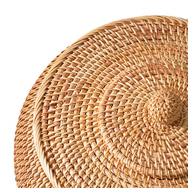 

Rattan Boxes with Lid Hand-Woven Multi-Purpose Wicker Tray with Durable Rattan Fiber Round 11 Inch Diameter